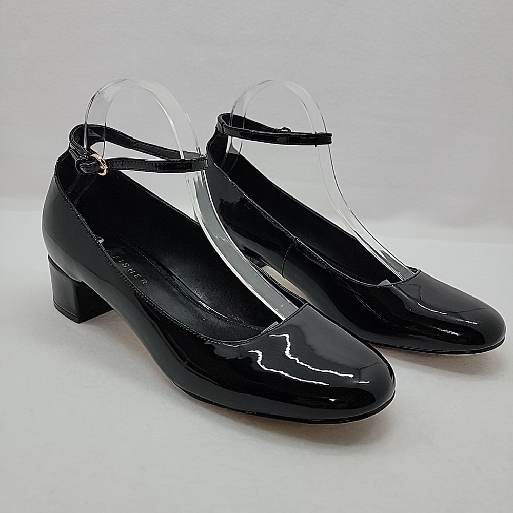 Marc Fisher LTD Parri Block Heel Black Mary Jane Dress Pumps Patent Leather 10M